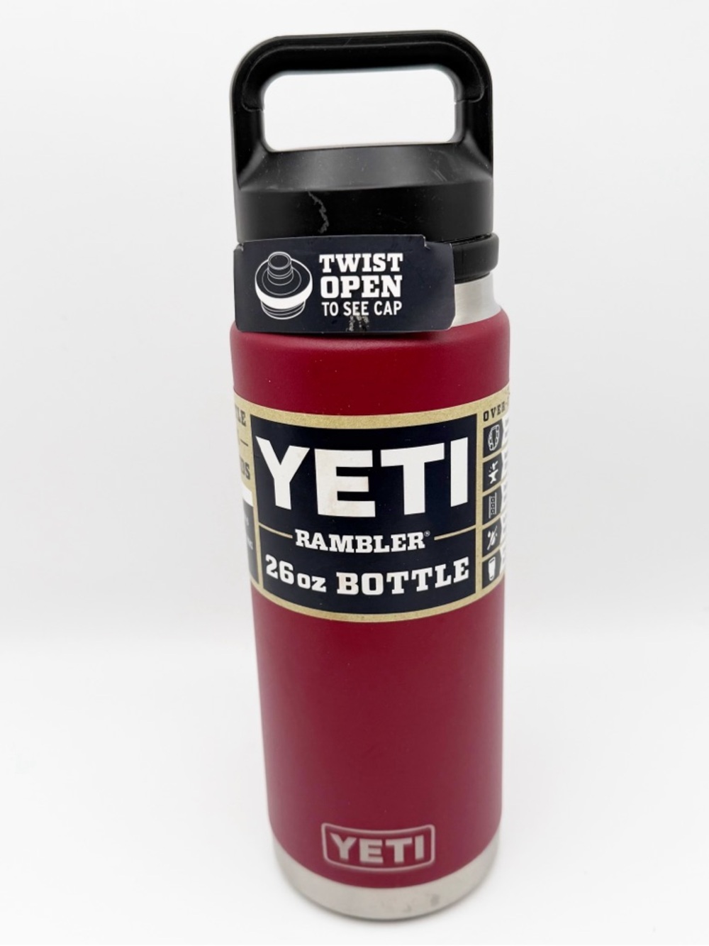 YETI 26 oz. Rambler Bottle with Chug Cap in harvest red